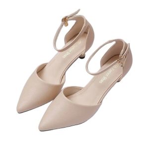 High heels women's 2025 new pointed toe stiletto heel royal sister toe sandals with skirt one-button hollow shoes in summer