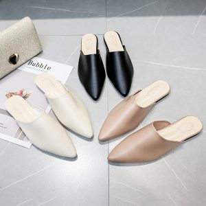 Baotou half slippers, 2025 new summer Internet celebrity thick heel low-heeled women's sandals, mules, lazy people and slippers for women to wear outside