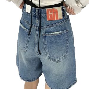 Korean SMX Denim Shorts Women's 2025 Summer New High-Waisted Four-Five-Point Straight Pants Cycling Pants Mids 67591