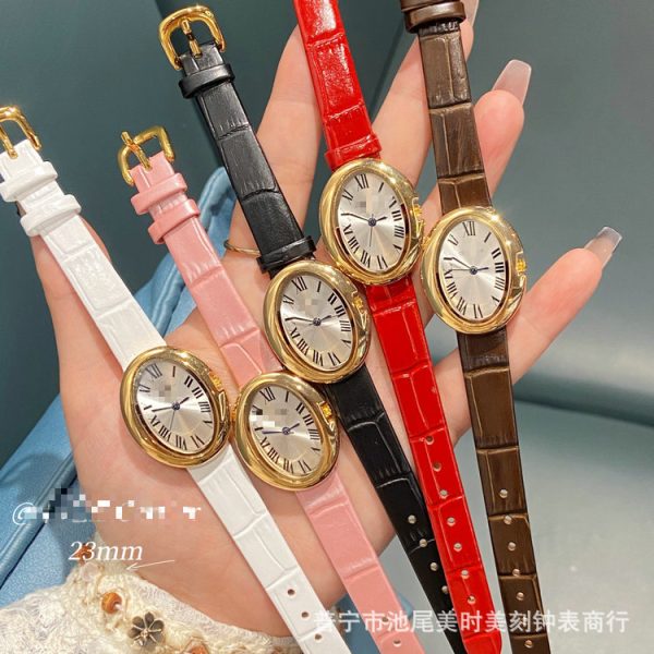 Sending wine barrel watches, women's bathtubs, oval vik, Douyin hits, 18K small gold watches, waterproof quartz watches, and vintage watches