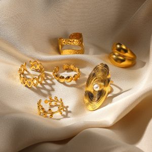 Cross-border new double-layer stainless steel rings plated with 18k gold round geometric women's open rings manufacturers are sent on behalf of manufacturers