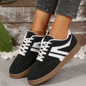Cross-border foreign trade 2025 plus size small white shoes women's retro casual versatile fashion round toe sports running flat shoes