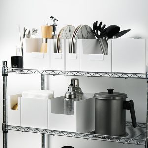 Combined stackable desktop storage box plastic solid color dustproof storage box bathroom kitchen spice organization box