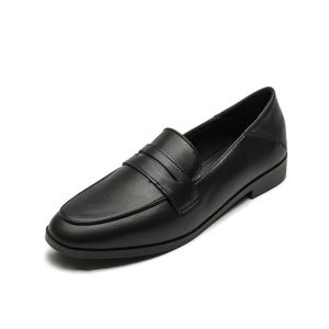 Leather loafers women's flat retro spring and autumn new British soft-soled small leather shoes versatile single shoes