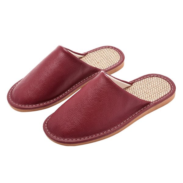 Spring and Autumn Baotou non-smelly feet leather home slippers women's indoor household anti-slip waterproof soft-soled linen sandals men - Image 5