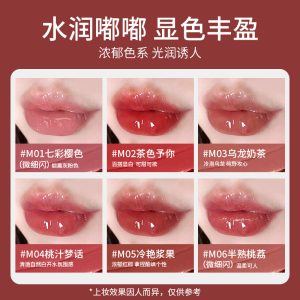 Honey Beam: Double-ended lip gloss, mirror water, pouty lips, not easy to stain the cup, fade color, plain makeup, white, matte lipstick, students