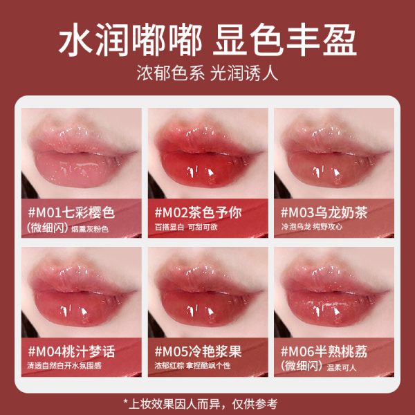 Honey Beam: Double-ended lip gloss, mirror water, pouty lips, not easy to stain the cup, fade color, plain makeup, white, matte lipstick, students - Image 4
