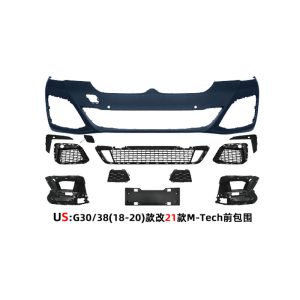 For 18-21 BMW 5 Series Modified MT MP Surround G30 38 Front and Rear Bars Middle Mesh Side Skirt Rear Wing Kit