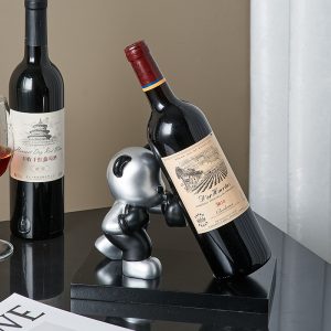Cartoon wine cabinet resin silver boxing panda wine rack ornaments artist living room decoration office soft furnishings