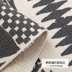 Retro ethnic style, simple cotton and linen, small fresh floor mat, living room, bedroom, bedside mat, retro ethnic style, tassel blanket