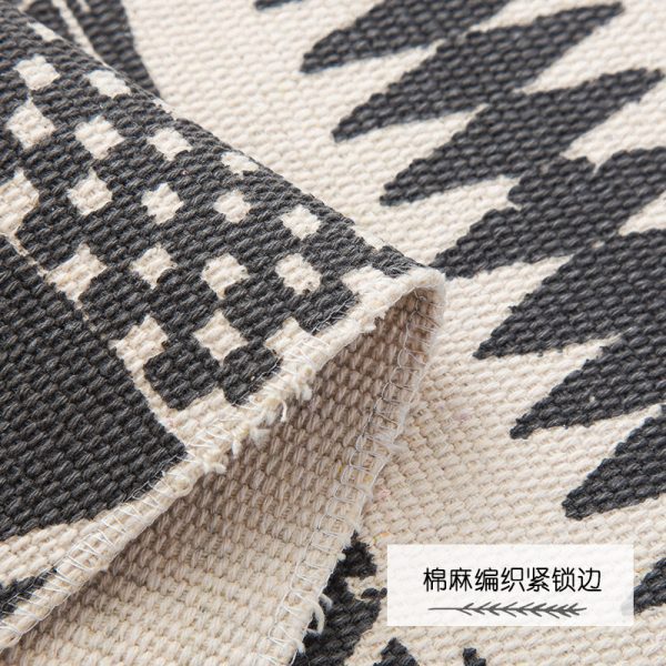 Retro ethnic style, simple cotton and linen, small fresh floor mat, living room, bedroom, bedside mat, retro ethnic style, tassel blanket - Image 4