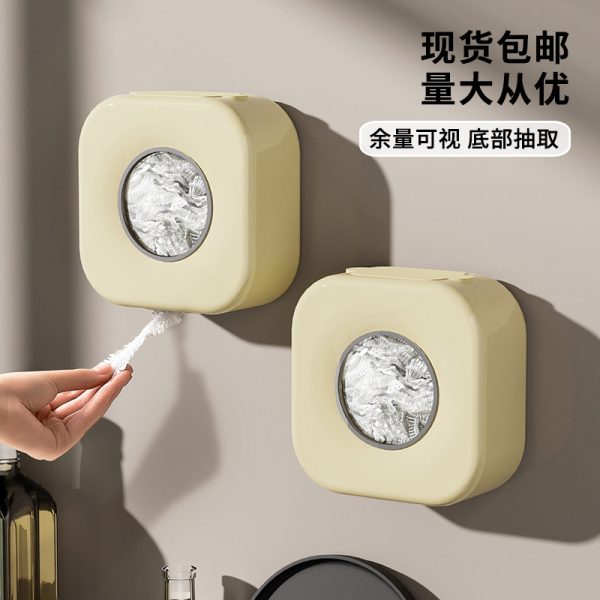 Plastic wrap sleeve storage box, household kitchen, non-perforated, disposable extractable gloves, plastic bag, transparent storage box