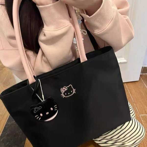 Cute delicate teenage commuter large capacity tote bag kitty embroidery handbag light armpit handbag girl - Image 4