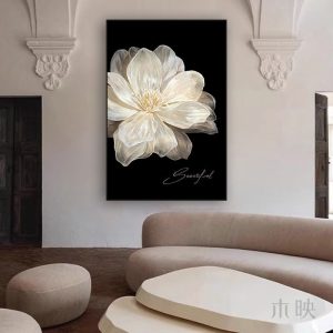 Fugui camellia decorative painting, small fragrant wind, bedroom studio, study room arrangement, French living room, dining room background hanging painting