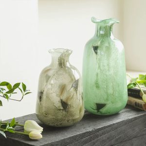 Green second-hand glass vase ornaments, creative water living room, TV cabinet, porch, flower arrangement, ornaments, French glass