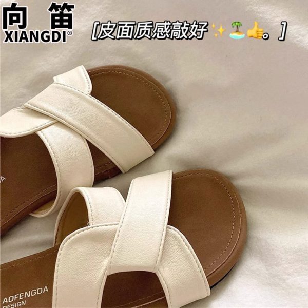 Cowhide ultra-soft sole slippers can be worn outside in summer with skirts, flat slippers, holiday style beach sandals - Image 2