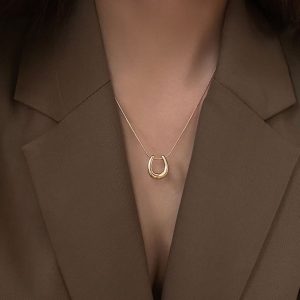 European and American fashion titanium steel does not fade geometric U-shaped necklace women's ins hip hop high-end niche design collarbone chain