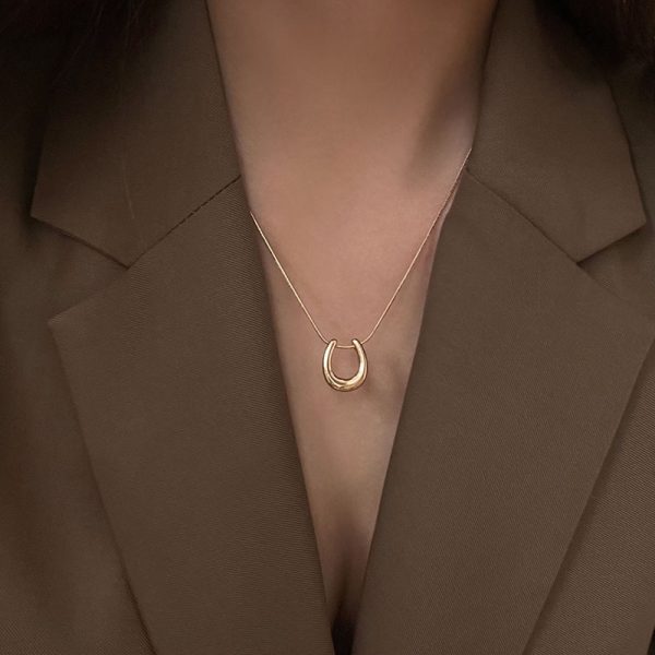 European and American fashion titanium steel does not fade geometric U-shaped necklace women's ins hip hop high-end niche design collarbone chain - Image 2