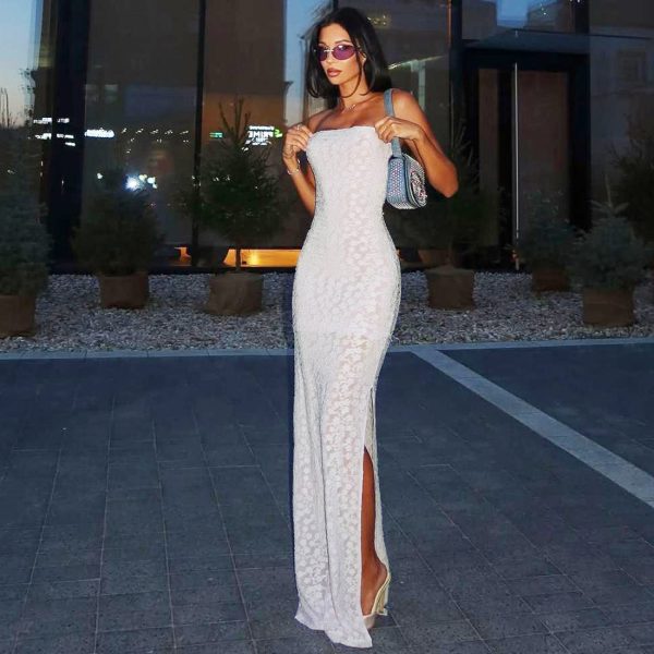 European and American style 2025 summer new women's clothing pure desire temperament sexy slim slit bandeau hip hugging dress dress