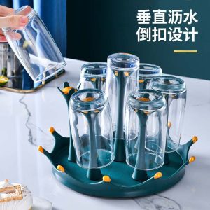 Creative living room drainable rotatable cup holder light luxury household glass water cup holder kitchen cup storage rack shelf
