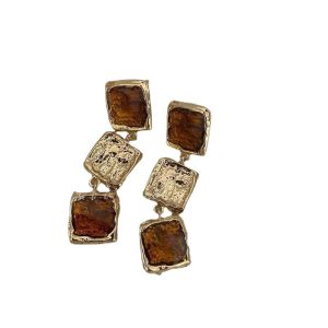 Baroque retro French resin square long earrings simple temperament Hong Kong style niche design ins earrings