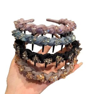 Toothed broken hair wavy headband women's 2025 new high skull crown versatile face wash headband net red hairpin headpiece hair accessory