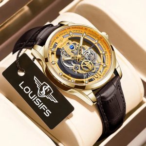2024 cross-border new Swiss double-sided skeleton non-mechanical men's quartz watch men's watch waterproof luminous watch