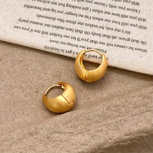 French elegant matte gold brushed water drop earrings copper plated real gold simple and high-end versatile earrings for women