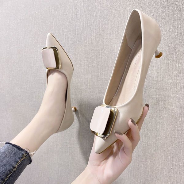 Small heel women's stiletto high heels women's 2025 spring and autumn new low-heeled Internet celebrity pointed toe shallow single shoes women's shoes 3 - Image 3