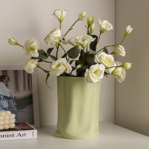 Behammei cream style ceramic vase high-end home living room flower arrangement entrance table decoration paper bag flower vessel