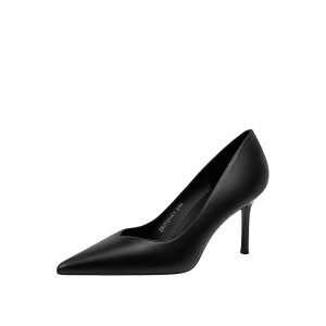 High heels stiletto black 2025 new 7cm high heel professional single shoes women's formal interview office work shoes