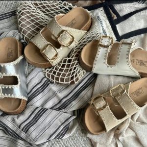 [Fan Funa] thick-soled heightened Birkenstock sandals slippers women's summer wear 2025 summer small fragrance woven slippers