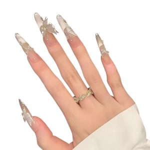 Handmade nail art wears nail ice dew morning butterfly cat's eye butterfly wears nail patches, advanced whitening and detachable