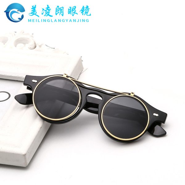 Double flap round retro sunglasses 5005 punk steam sunglasses European and American trend sunglasses manufacturers