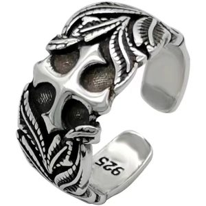 Yishang S925 Thai Silver Old Vintage Ring Men's Trendy Cool Cross Opening Adjustable Sense Ring Index Finger Ring
