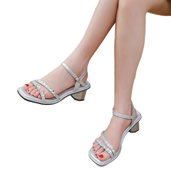 High-end niche chain brown Mary Jane shoes women's 2025 spring fairy temperament square toe leather shoes evening shoes - Image 5