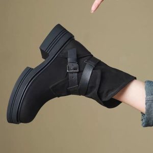 Fall/Winter 2023 New Women's Shoes Platform Fleece Martin Boots Splicing Zipper Fashion Mom Slimming Snow Boots