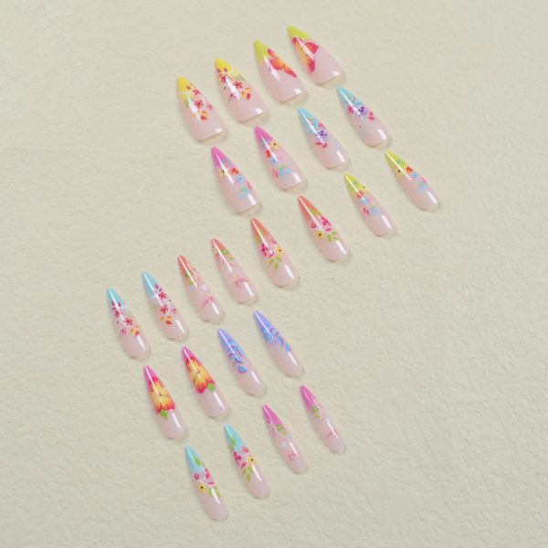 European and American wearable nails, colorful gradients, wearable nails, colorful flowers, nail patches, flowers, fake nail patches - Image 4