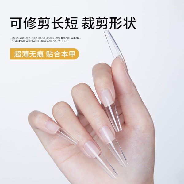 Nail Decoration Pavilion New Long Ladder Thin Dog Long Tip Frosted Transparent Nail Patch Nail Shop Special Thickened Non-Marking Nail Patch - Image 3