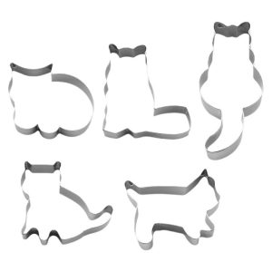 Manufacturer Wholesale Stainless Steel Cat Cookie Biscuit Mousse Circle Mould 5 Piece Set DIY Printing Baking Molding Tool