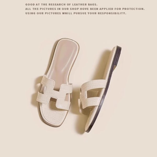 Sheepskin version_Sandals summer fashion beach flat ins trendy white slippers women wear a pair of shoes H casual.