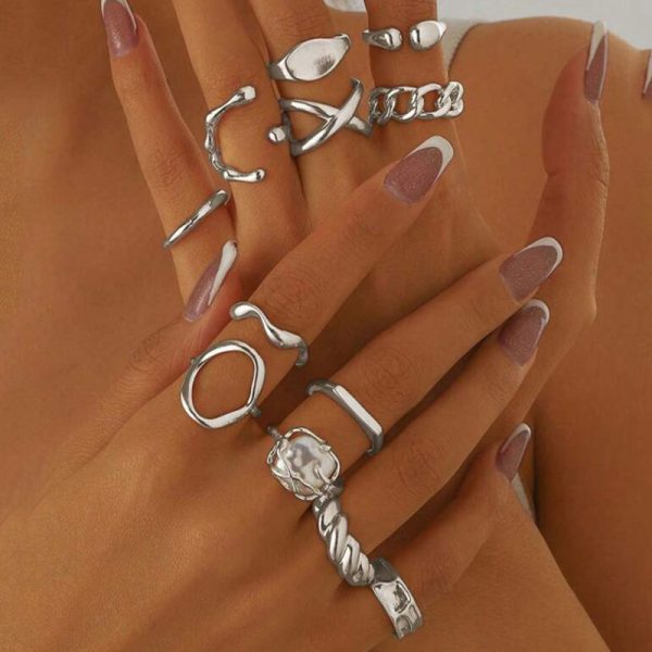 European and American cross-border hot-selling jewelry: women's opening adjustable rings, personalized geometric rings, fashion accessories, hand jewelry, jewelry - Image 3