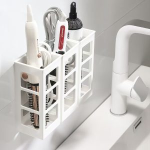 Hairdressing tool storage box, curling iron, hair straightener, storage rack, home bathroom wall-free wall hanging box
