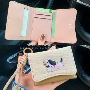 ins dachshund dog cloth sticker Korean cute simple card holder multifunctional ladies anti-lanyard wallet WALLET