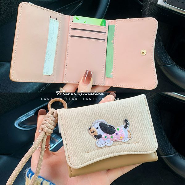 ins dachshund dog cloth sticker Korean cute simple card holder multifunctional ladies anti-lanyard wallet WALLET - Image 3