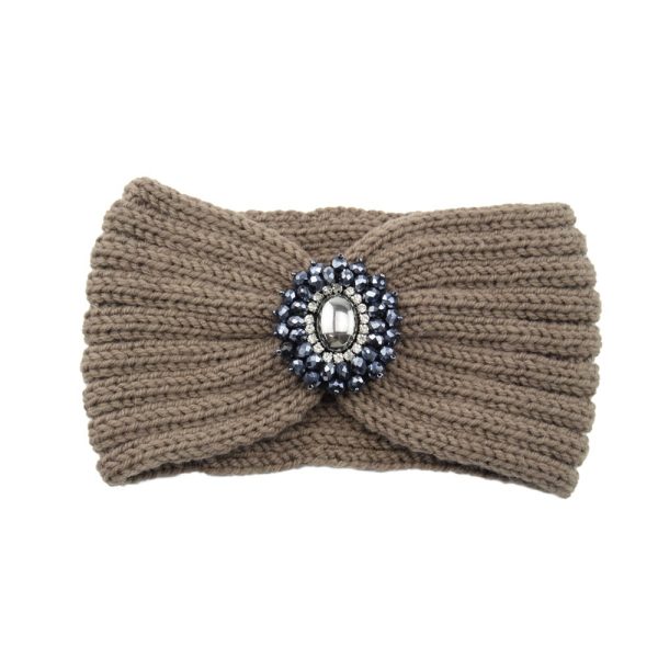 European and American diamond-encrusted gemstone knitted headbands, warm ear protection headbands, hair accessories autumn and winter - Image 5