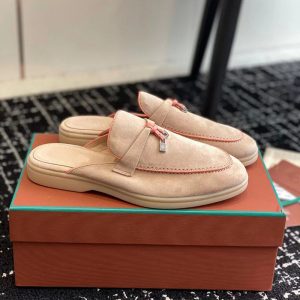 Edging slippers are worn outside plus-size slip-on mules and foreign trade original leather semi-slippers