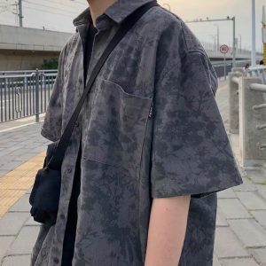 Men's spring trend, standard, Japanese literature, youth, fashion, Harajuku long-sleeved shirt, fashion, square collar, trendy temperament, new style