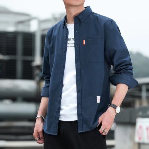 2022 Spring Autumn New Men's Non-Ironing Business Shirt Trendy Casual Slim Retro Long Sleeve Long Sleeve Men's Shirt