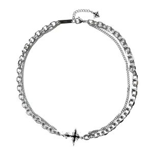 Europe and the United States dissolve dark cross necklace men's high-end titanium steel clavicle chain boys ruffian accessories hip-hop trend